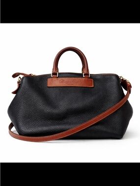 Dooney & Bourke Florentine Leather Satchel Black Brown Crossbody Large Pebbled